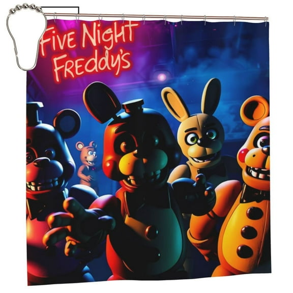 Saiise Five Nights At Freddy'S Print Shower Curtain for Bathroom,Shower Curtain Set with Hooks for Home, Bathroom Decor Waterproof Fabric,72x72