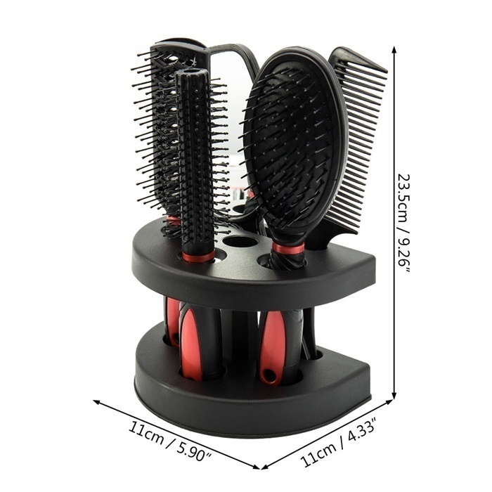 5Pcs Salon Hair Comb + Mirror Set With Hairbrush Modelling Holder Styling Tool - image 2 of 12