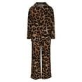 thumbnail image 5 of Floleo Women's Leopard Print Button Down Shirt and Wide Leg Pants Set Long Sleeve Collared Blouse with Side Pockets Casual Two Piece Outfit, 5 of 6