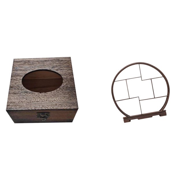 Estuche de pañuelos de escritorio,Caja de pañuelos faciales de madera estilo retro,Soporte de exhibición de artesanías,Soporte de madera para exhibir objetos de colección