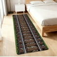 thumbnail image 1 of Alfombra de pasillo con diseño de vías de tren | Antideslizante y absorbente para cocina y entrada | 50 x 150 cm, poliéster multicolor, para uso en interiores, 1 of 5