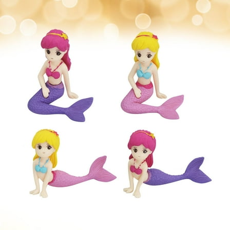Toddmomy 4Pcs Mermaid Accessories Doll Design Cake Toppers for Creative Baking and