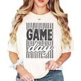 thumbnail image 2 of Game Day Striped Shirt for Women & Teen Girls Retro Football Season Comfort Colors Graphic Tee - Black on Ivory Shirt, Adult Medium, 2 of 5