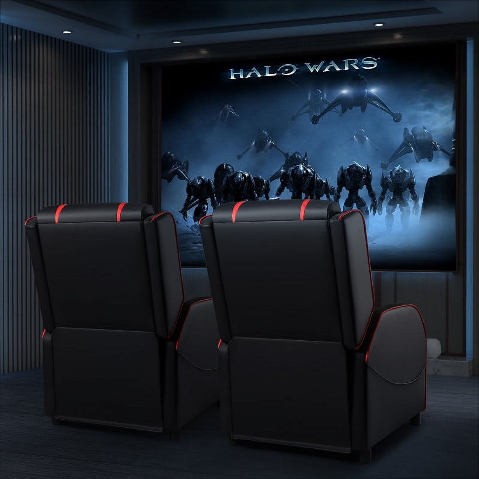 Furmax RGB LED Lights Gaming Massage Recliner Chair Racing Style Single Living Room Sofa Ergonomic Home Theater Seating with Massage Lumbar Support, Red