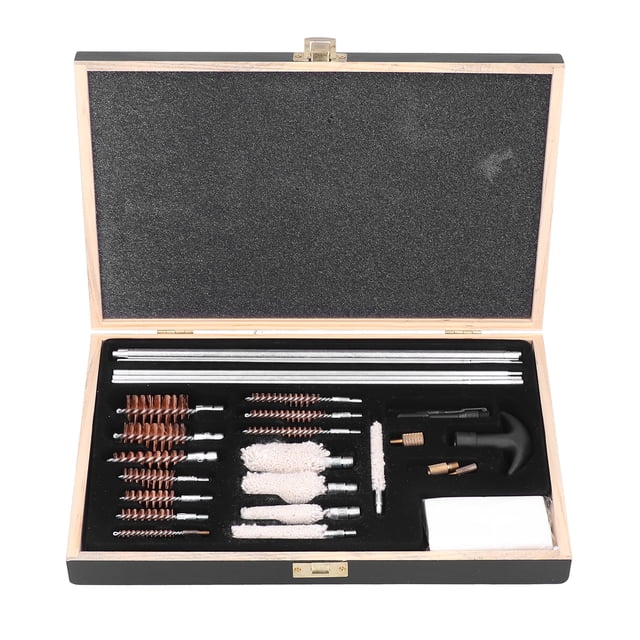 Kit de limpieza universal para armas, 28 piezas, accesorios para cañones de rifle, caja de herramientas, juego de cepillos de aleación de aluminio