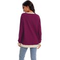 thumbnail image 4 of DARING DIVA Women's Striped Oversized Crew Neck Long Sleeve Sweatshirt M Red Blue, 4 of 7