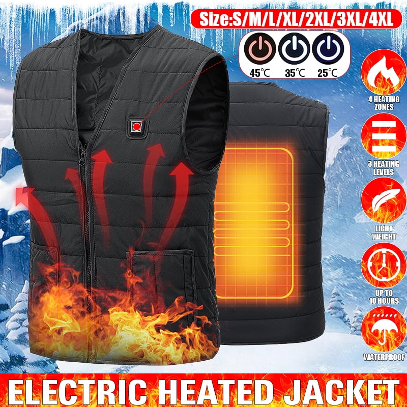 Hiking CampingBlack-S Hunting USB Heated Vest Lightweight for Men Women,Water Wind Resistant Lightweight Washable Heating Jacket,5 Heating Zones,with 3 Temperature for Outdoor Skiing