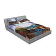 thumbnail image 2 of Ambesonne Vintage Fitted Sheet & Pillow Sham Set, Old Fishing Village, Queen, Multicolor, 2 of 2