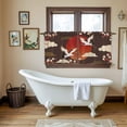 thumbnail image 4 of Japanese Style Tier Curtains 24 Inch Length, Modern Cranes Cherry Flower Wave Brown Cafe Short Curtains for Bathroom Over Sink, Small Kitchen Curtain Light Filtering Drapes 2 Panels 27.5"Wx24"L, 4 of 8