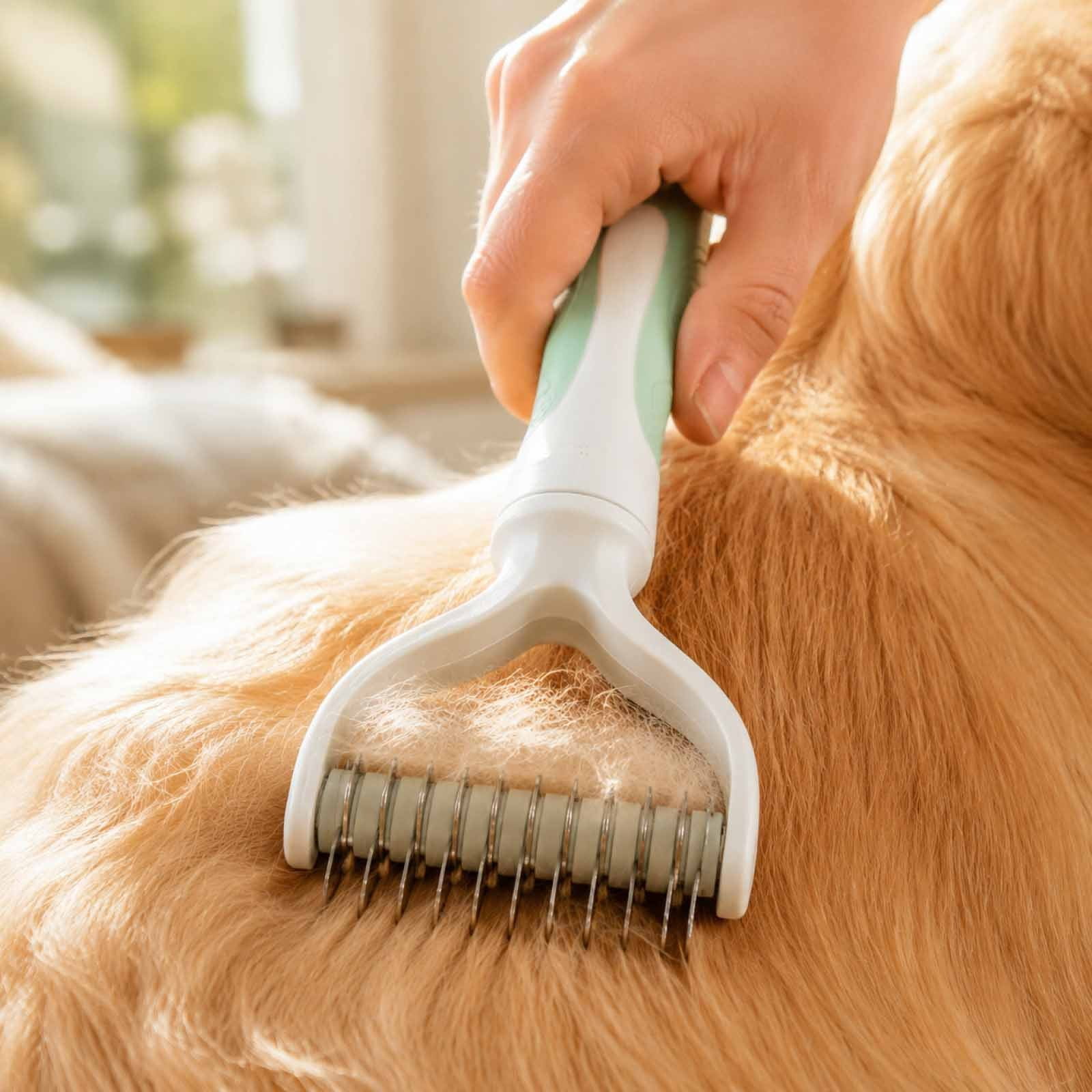 GOFLIC Multifunctional Pet Detangling Comb, Stainless Steel Hair Removal Tool, Ergonomic Handle for Comfortable Use, Grooming Supply for Long and Short Fur Pets
