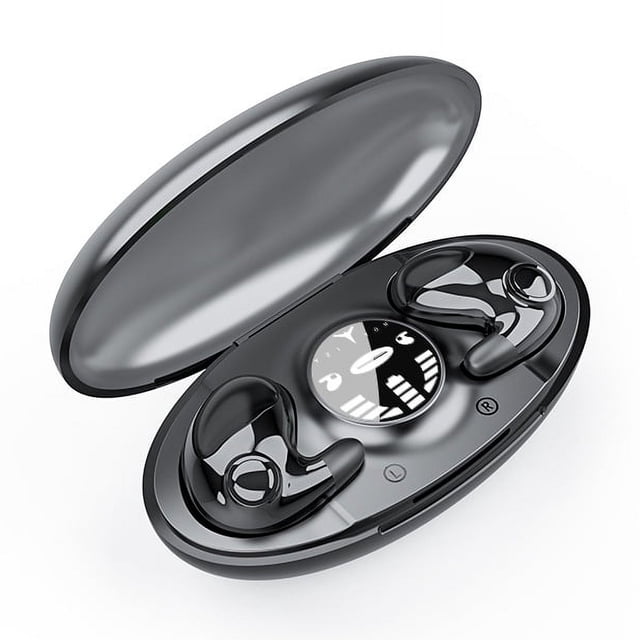 Auriculares para dormir laterales, auriculares inalámbricos invisibles para dormir, micrófono incorporado impermeable, auriculares Bluetooth con estuche de carga rápida (negro)