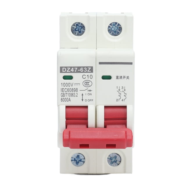 DZ47?63Z Disyuntor de CC en miniatura 2 polos 1000V 10AMP Aislador para sistema solar fotovoltaico Montaje en riel DIN