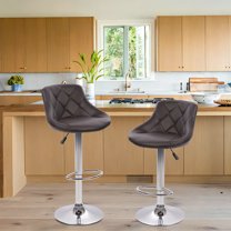 YRLLENSDAN Counter Height Bar Stools with Back Sets of 2, Armless Barstools 2 Set Adjustable Height Kitchen Bar Chairs Set of 2 Swivel Bar Stools for Kitchen Home, Brown