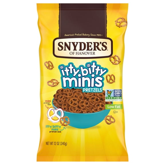 Pack Of 2 Snyder's of Hanover Itty Bitty Minis Pretzels, 12 oz (Package May Vary)