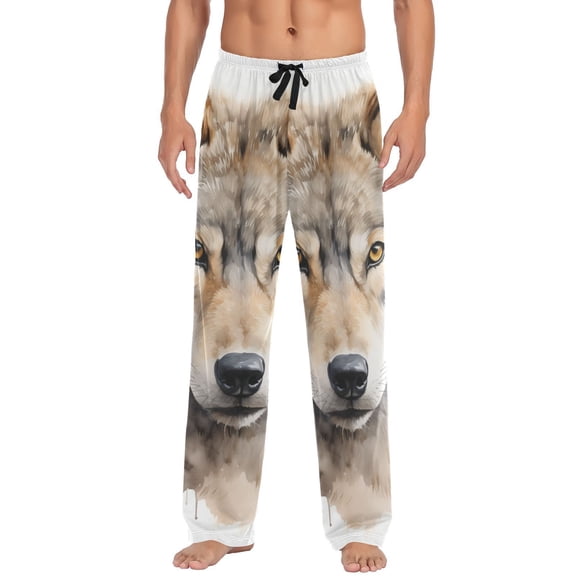 JSTEL Wild Wolf Head Men's Sleepwear Mens Pajama Pants Bottoms with Pockets, S