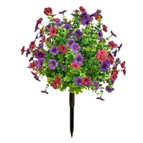 Artificial Violet Eucalyptus Ground Plug for Patio Decoration,Fake Violet Plants Outdoor Boxwood Topiary Ball Bush Faux Greenery Shrubs With Ground Spike for Indoor Outdoor Decor