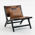 thumbnail image 2 of Modern Boho Accent Chair in Brown PU Leather with Solid Wood Frame for Cozy Living Room and Indoor Use, 2 of 8