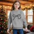 thumbnail image 5 of SERTG Girls Cute Bow Print Blouse Long Sleeve Round Neck Shirts Kids Spring Fall Casual Everyday Festival Pullover Top(Gray,2-3 Years), 5 of 7