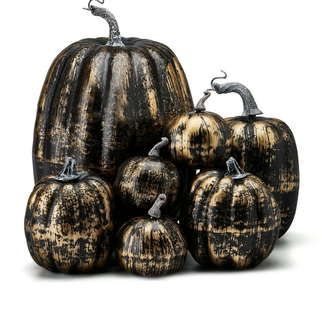 Diconna 7Pcs Halloween Simulation Citrouille, Artisanat Artificiel Modèle Automne Récolte Décoration