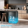 thumbnail image 2 of 2.8 Cubic Feet Deep Chest Freezer Compact Freezers with Adjustable Thermostat Top Open Door Freezer Compressor Cooling with 2 Rmovable Storage Basket for Home Kitchen Office and Bar (White), 2 of 7