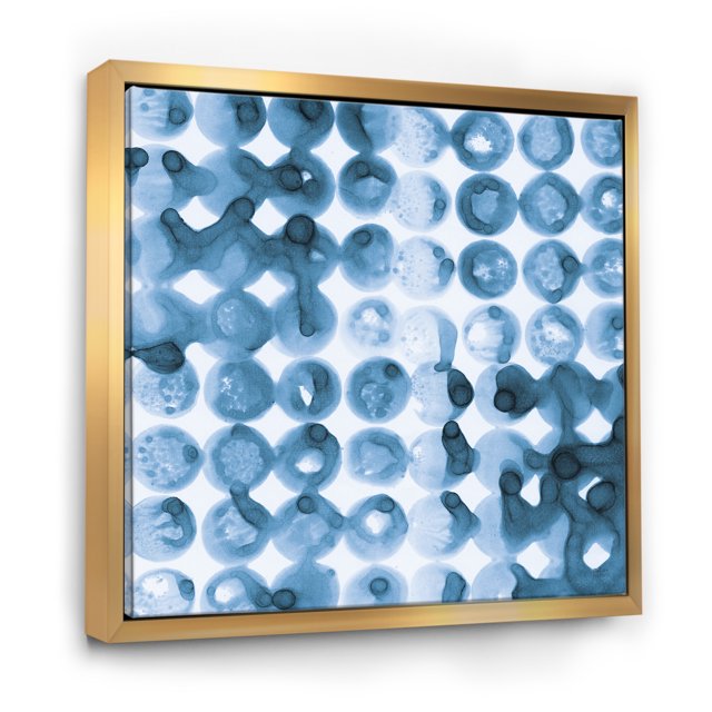 Indigo watercolor geometrical VI - Contemporary Framed Canvas