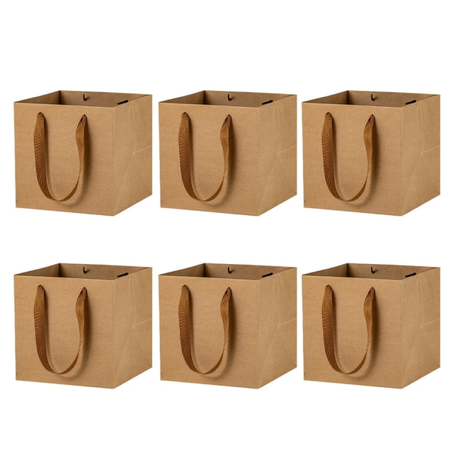 MasteelfCA 6PCS Square Kraft Paper Packaging Bag Flower Bonsai Gift Bag Cake Storage Bag