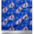 thumbnail image 1 of Soimoi Blue Cotton Jersey Fabric Cage & Roses Floral Printed Fabric 1 Yard 58 Inch Wide, 1 of 3