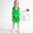 thumbnail image 2 of Girls Dance Sequin Green Dance Sleeveless Button Vest and Pants Outfit Set Girls Dance Outfit Stage Performance Outerwear 6-7 Years, 2 of 4