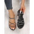 thumbnail image 1 of Women Crystal Embellished Flat Sandals, Thin Strap Two-way Wearing Slipper Sandals, 1 of 4
