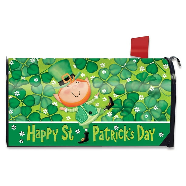 Lucky Leprechaun St. Patrick's Day Magnetic Mailbox Cover Shamrocks Standard