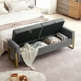 thumbnail image 6 of Aemeios 67" Velvet Storage Bench for Bedroom End of Bed with Double Lids Storage and Gold Legs, Dark Gray, 6 of 9