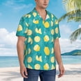 thumbnail image 5 of Fotbe Lemon Blue Hawaiian Shirt for Men Unisex Summer Beach Casual Short Sleeve Cotton Linen Button Down Shirts-XX-Large, 5 of 9