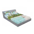 thumbnail image 3 of Ambesonne Tropical Fitted Sheet & Pillow Sham Set, Maldives Island Beach, Twin, Fern Green Turquoise, 3 of 3