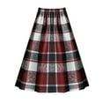 thumbnail image 6 of AKOEE Maxi Plaid Skirt Womens High Waist Flared Wool Blend Swing Long A-line Skirts with Pockets (L, Wine), 6 of 7