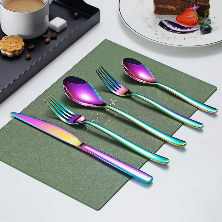 Hiware 48 Pieces Rainbow Silverware Set with Steak Knives for 8