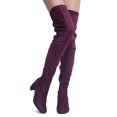 thumbnail image 2 of Velvet Closed Toe - Thigh High Zipper Closure - Chunky High Heel Over The Knee Boot 5.5, 2 of 4