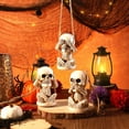 thumbnail image 5 of Halloween Horror Skeleton Decoration Set of 3 – "See No Evil, Hear No Evil, Speak No Evil" Themed Resin Skeleton Ornaments with Lanyards, 5 of 5