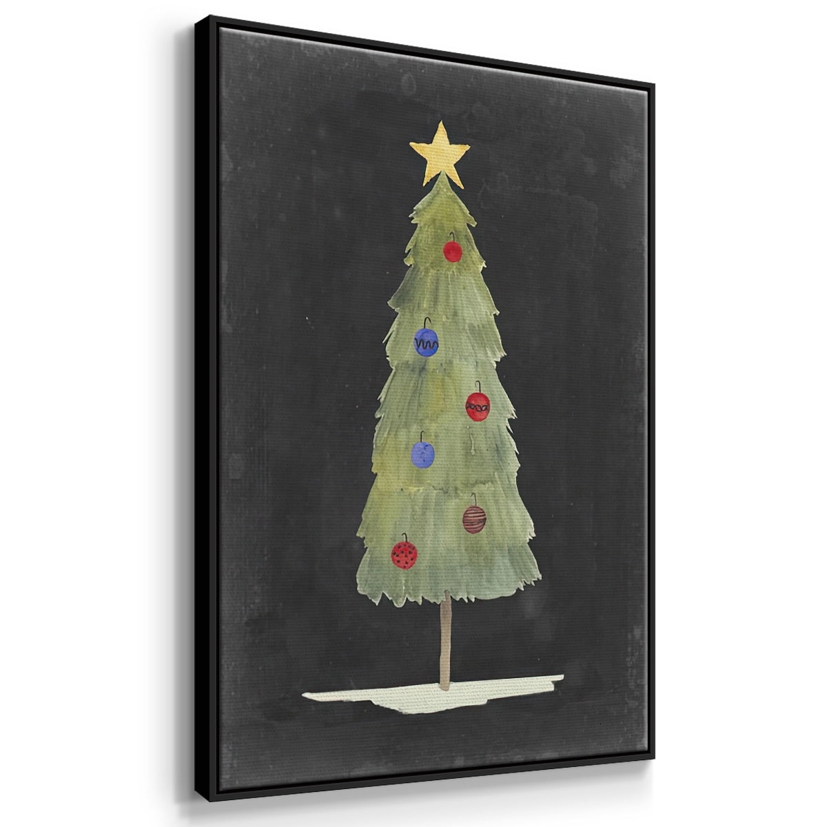Christmas Glow II - Framed Gallery Wrapped Holiday Canvas - 17 x 25 - Black Frame