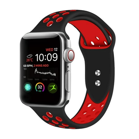 Apple Watch Band 38MM 40MM 42MM 44MM, Silicone Sport Bands, Breathable Silicone Replacement Watch Strap for Apple Watch Series 1, 2, 3, 4, 5 S/M & M/L (19-Colors)