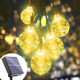 thumbnail image 2 of Cadena de luces solares para exteriores, 100 luces LED de globo de cristal con 8 modos, resistente al agua, con energía solar, para decoración de fiestas en el jardín, 2 of 5
