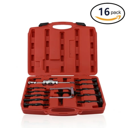 16PCS Blind Hole Pilot Bearing Internal Extractor Puller W/ Slide Hammer Removal Tool Kit