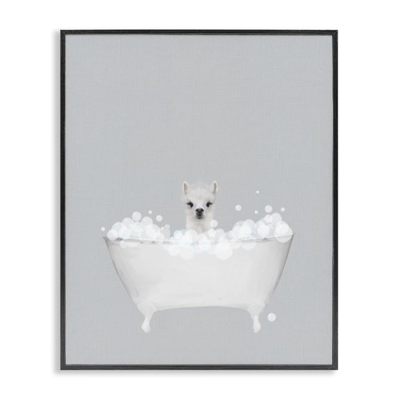 Stupell Industries Rustic Lodge Alpaca Blue Bath Cute Black Framed Giclee Art, 16 x 20, by Leah Straatsma
