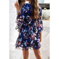 thumbnail image 3 of Anbech 2024 V Neck Wrap Boho Dress for Women Floral Flowy Dress with Belt Ruffle 3/4 Sleeve Short Mini Dress, 3 of 8
