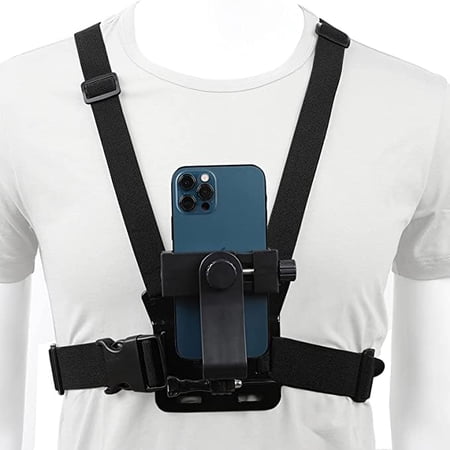 KINGKI Mobile Phone Chest Mount Harness Strap Holder Cell Phone Clip Action Camera POV for Samsung iPhone Plus etc