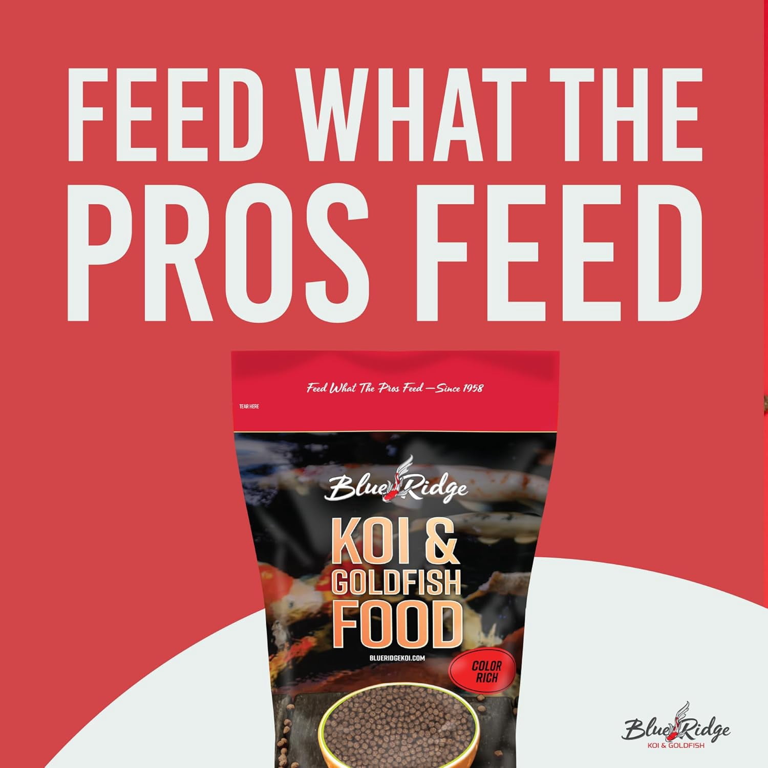 Blue Ridge Koi Fish Food 2lb - Koi Food Color Growth Formula, Goldfish Food, Premium Fish Food for Ponds, Ponds Fish Food, Floating Pond Pellets