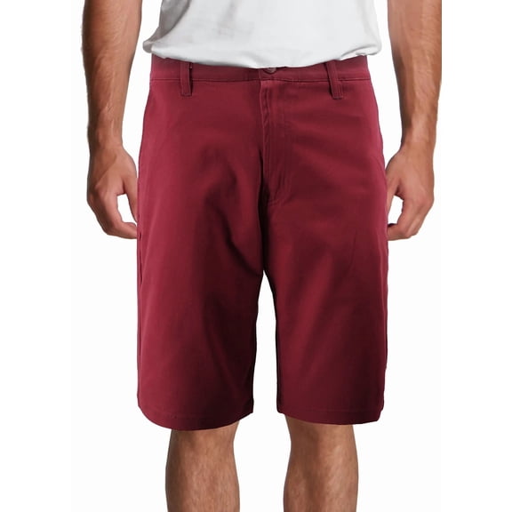 Men's Classic Stretch Cotton Blend Slim Fit Below The Knee Casual Chino Shorts (Burgundy, 34)