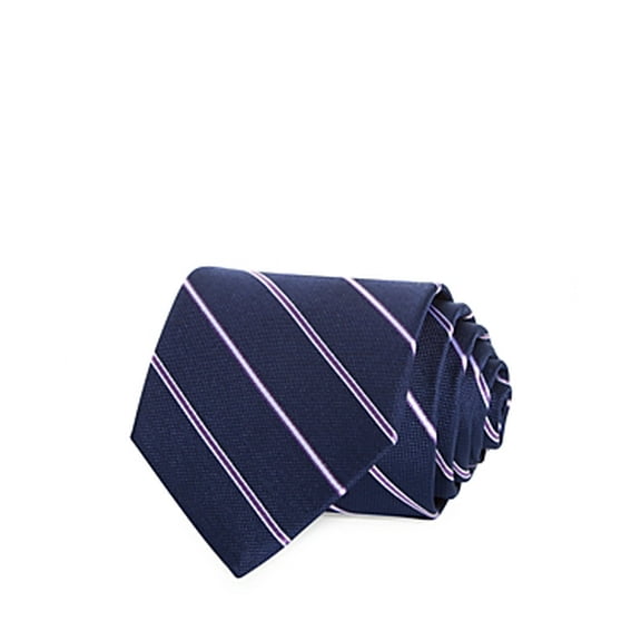 The Men's Store  Diagonal Stripe Silk Classic Tie Blue Necktie