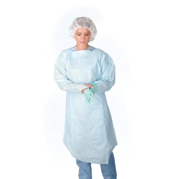 Medline Polyethylene Thumb Loop Style Isolation Gowns,Large,Blue - 100 Per Case,Medline