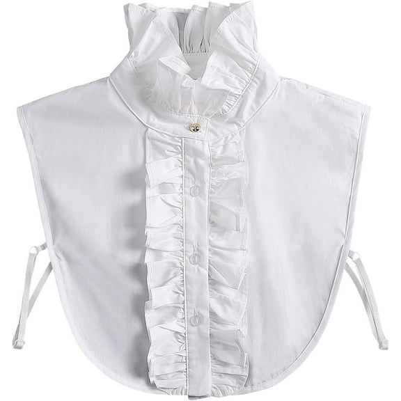 Camicover White Half Shirt False Collar Ruffle Decorative Fake Collar Detachable Layering Accessories