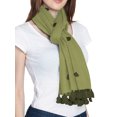 thumbnail image 2 of eloria Women's Wrap With Tassel Cotton Stole Color: Olive Green, 2 of 4